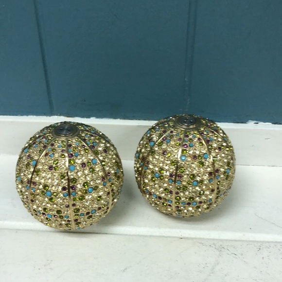 L'Objet Gold Plated Salt & Pepper Shakers Multi-color Swarovski Crystals - Picture 4 of 10